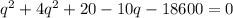 q^2+4q^2+20-10q-18600 = 0