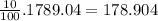 \frac{10}{100}.1789.04= 178.904