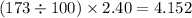 (173 \div 100) \times 2.40 = 4.152