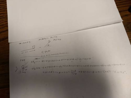 A40-kg mass rest at the edge of a board that is 2 meters long. the coefficients of friction are .80