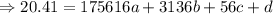 \Rightarrow 20.41=175616a+3136b+56c+d