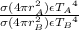 \frac{\sigma (4\pi r_{A}^{2}) \epsilon {T_{A}}^{4}}{\sigma (4\pi r_{B}^{2}) \epsilon {T_{B}}^{4}}