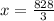 x = \frac{828}{3}