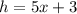 h=5 x + 3