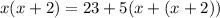 x(x+2) = 23 + 5(x+ (x+2))