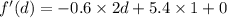 f'(d)=-0.6\times 2d+5.4\times 1+0