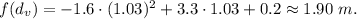 f(d_v)=-1.6\cdot (1.03)^2+3.3\cdot 1.03+0.2\approx 1.90\ m.
