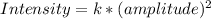 Intensity = k*(amplitude)^2