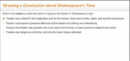 Which is the  most  accurate description of going to the theater in shakespeare's day? the