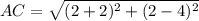 AC=\sqrt{(2+2)^2+(2-4)^2}