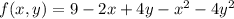 f(x,y) = 9-2x+4y-x^2-4y^2