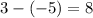 3-(-5)=8