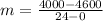 m=\frac{4000-4600}{24-0}