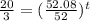 \frac{20}{3}=(\frac{52.08}{52})^t