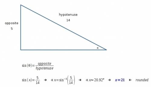 Find the value of x. round to the nearest degree. 69 degrees 21 degrees 20 degrees 70 degrees