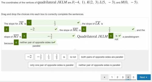 The coordinates of the vertices of angle xyz are x(-5,5), y(-3,-2), and z(4,0) what is the slope of