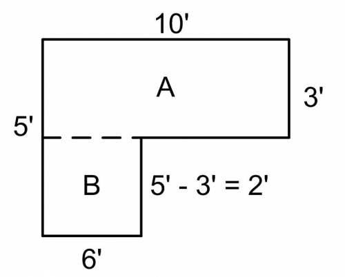 Find the area of the figure. *50 ft2 *41 ft2 *42 ft2 *38 ft2