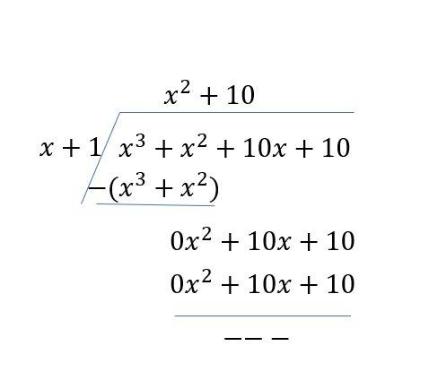 Which answer best describes the complex zeros of the polynomial function?  f(x)=x3+x2+10x+10 the fun