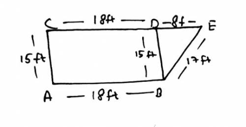 Find the perimeter and area of the polygon shown below. the polygon is a trapezoid made up of a rect