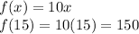 f(x)=10x\\f(15)=10(15)=150