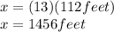 x=(13)(112feet)\\x=1456feet