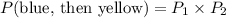 P(\text{blue, then yellow}) =P_1\times P_2