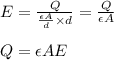 E=\frac{Q}{\frac{\epsilon A}{d}\times d}=\frac{Q}{\epsilon A}\\\\Q=\epsilon AE