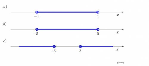 Where on a number line is the set of numbers x for which:  a) |x|< 1 b) |x|< 5 c) |x|> 3