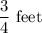 \dfrac{3}{4}~\textup{feet}