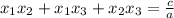 x_1 x_2 + x_1 x_3 + x_2 x_3 = \frac{c}{a}