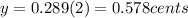 y=0.289(2)=0.578cents