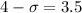 4-\sigma=3.5