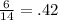 \frac{6}{14}=.42