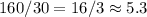 160/30 = 16/3 \approx 5.3