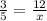 \frac{3}{5} = \frac{12}{x}