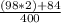 \frac{(98*2)+84}{400}