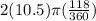 2(10.5)\pi( \frac{118}{360} )