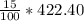 \frac{15}{100}*422.40