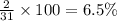 \frac{2}{31} \times 100 =6.5\%