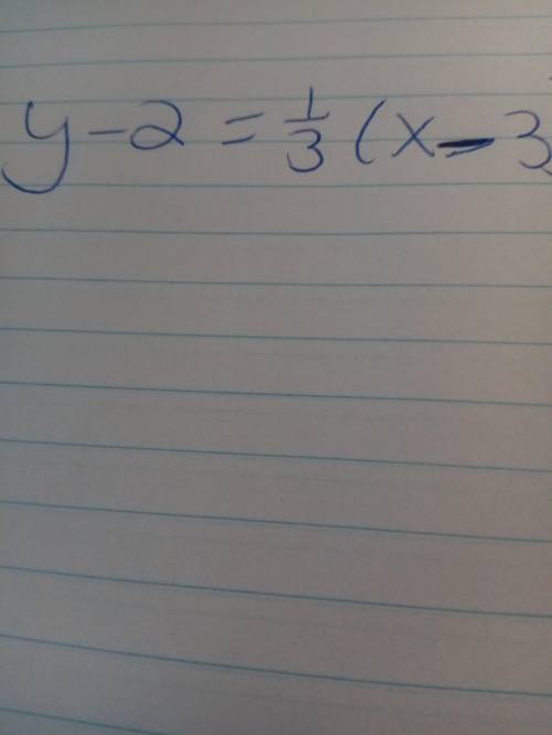 Which equation shows the point slope form of the line the glasses through (3,2) and has a slope of 1