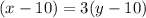 (x - 10) = 3(y - 10)