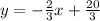 y=-\frac{2}{3} x+ \frac{20}{3}