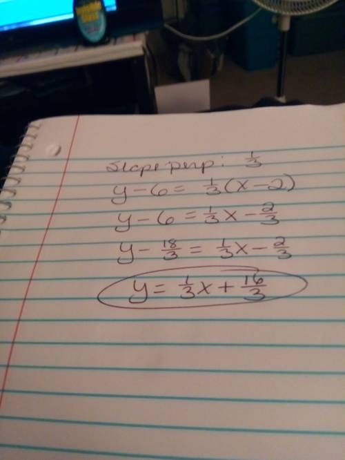 Find the perpendicular slope equation!  !