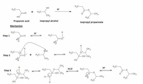 Select the ester that is formed when propanoic acid reacts with isopropyl alcohol (propan-2-ol) in t