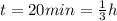 t=20 min=\frac{1}{3}h