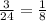 \frac{3}{24} = \frac{1}{8}