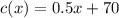 c(x) = 0.5x + 70