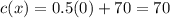 c(x)=0.5(0) +70 = 70