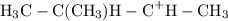 \text{H}_3\text{C}-\text{C}(\text{C}\text{H}_3)\text{H}-\text{C}^{+}\text{H} - \text{CH}_{3}