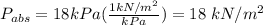 P_{abs}=18kPa(\frac{1kN/m^2}{kPa}) =18\ kN/m^2